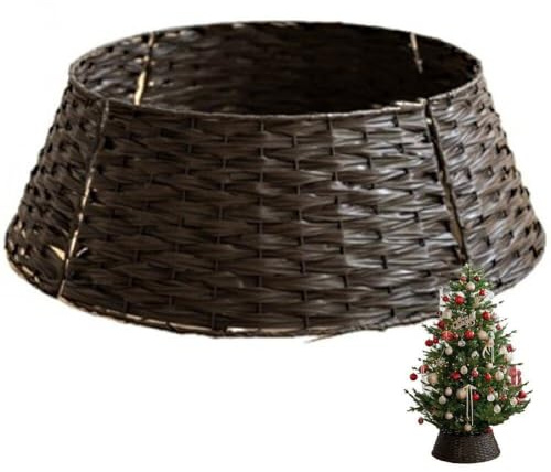 Fituenly Wicker Christmas Tree Rock 60 cm Festlichen Weihnachts -Stand -Cover Traditionelle Dekoration Rattankorb Cover Ordentliches Dekor Perfekt Für Den Innengebrauch