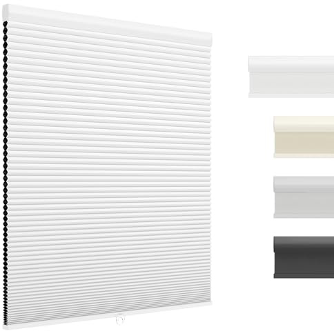 UNISHADES Blackout Cordless Cellular Shades, Honeycomb Blinds for Indoor Windows, for Window Size 29 W × 64 H White