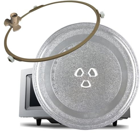 WORDFUN Drehteller Für Mikrowelle, Ersatz Teller Glasplatte, GlasDrehscheibe, Mikrowellenteller, Dicke 5 Mm Glasplatte, Hitzebeständig, Kantenglättung, Mit Kupplung Und Rundem Stützring