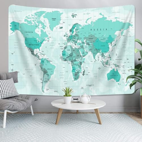 Wandteppich, Motiv: alte Weltkarte, Weltkarte, Wandbehang für Kinder, Studenten, Vintage-Stil, Asien, Europa, Amerika, Afrika, Japan, Wandposter für Schlafzimmer, Wohnzimmer, Büro, Wanddekoration, 203