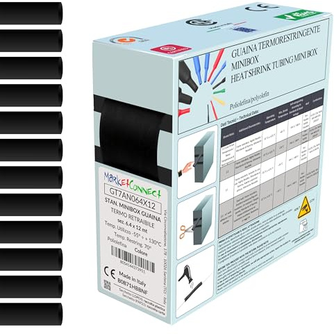 MarketConnect® Guaina Termorestringente Ø 3 mm, L 10mt • NERO • MINIBOX 3:1 • SENZA COLLANTE