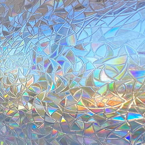 Zindoo Fensterfolie Blickdicht 3D Regenbogeneffekt Sichtschutz 90 x 200 cm | Entfaltet bei Sonnenlicht Faszinierende Farbspiele, Statisch Haftend, schützt vor UV-Strahlen und ist Zuschneidbar