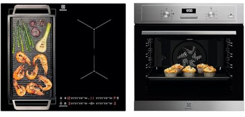 Electrolux LIL63443 Piano Cottura ad Induzione Bridge 60 cm, 4 Zone di Cottura, Funzione Bridge, Nero & Serie 600 Forno da Incasso a Vapore Multifunzione, Capacità 68 L, COD3S40X