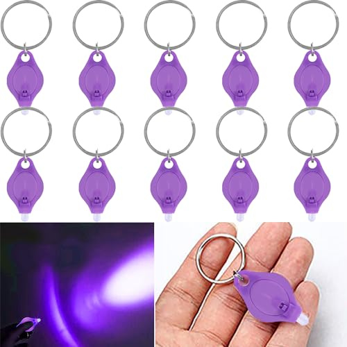 POCKETMAN Mini Porte-clés Lumière UV 395nm Lampe de Poche Kit Lumière Noire avec Clip en Métal pour Inspection de Billet de Banque Fluorescent Curing Light (10 PCS)