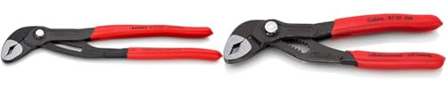 KNIPEX Cobra, Wasserpumpenzange | Rohrzange, groß, Chrom-Vanadium, atramentiert, 300 mm, 87 01 300 & Cobra® Wasserpumpenzange, 150 mm, Muttern bis 30 mm, Rohre bis 36 mm