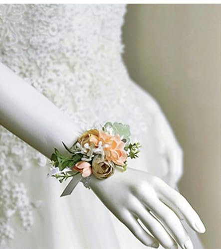 WZBAO Ansteckblume für den Abschlussball, Armband, Brosche, Handanstecker, Trauzeuge, Boutonnieres, Bräutigam, Brautjungfer, Trauzeugen, mehrfarbige Blumen für das Handgelenk, 10 Stück