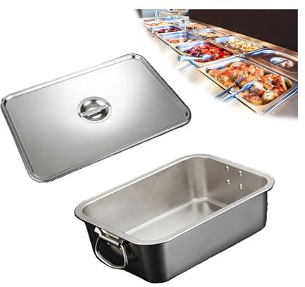 NJDQFA Stapelbar Gastro Behälter Mehrweg, Rechteckig Edelstahl Gastronomiebehälter,Lebensmittel Lagern Behälter,32 * 22cm,7cm