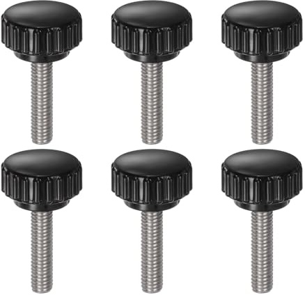 QUARKZMAN 6 Stück Rändelschraube mit Gewinde M6 x 25mm x 22mm Rundkopfschraube Edelstahl 304 Rundgriffbolzen Klemmknöpfe 22mm Handknöpfe Daumenschrauben Spannschraube für Industrie Maschine