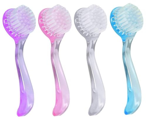 CVNRCLP 4-Pack 13CM Colorful Nail Brushes - Round Head Scrubbing Cleaners for Fingernails and Hands - Durable Handle for Effortless Cleaning - Ideal Nail Care Brushes