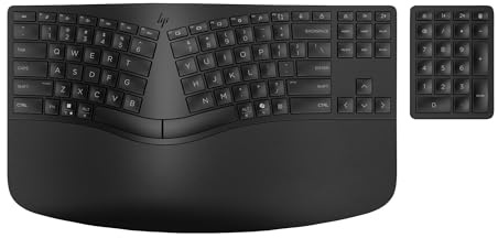 HP 960 Tastiera Ergonomica Wireless, Connessione rapida Swift Pair e Dongle Unifying, 20 Tasti Programmabili, standard Intel Evo, Multidispositivo, Tasto Copilot, Autonomia fino a 24 Mesi, Nero