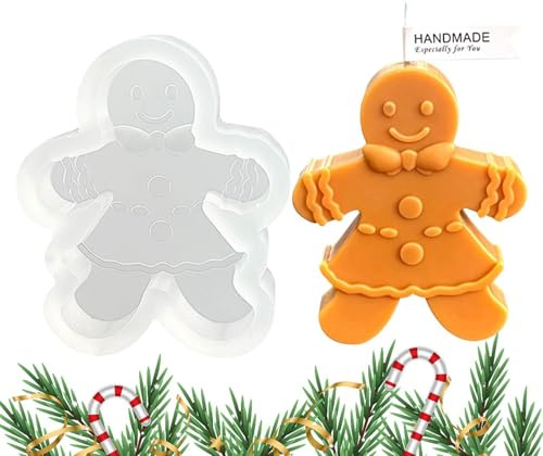 Stampi riutilizzabili per candele a forma di omino di pan di, stampo in silicone per candele profumate, ornamenti natalizi, cioccolato, sapone e artigianato in resina, facile da usare