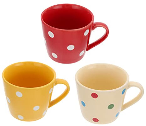 PHENOFICE 3pezzi Tazze Ceramica Con Pois Colorati Per Bevande Tazze Da Colazione Versatili Per Latte e Tè