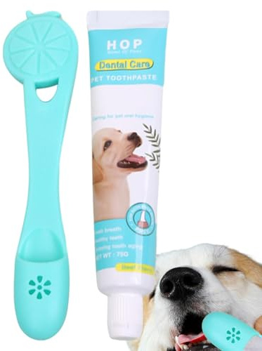 Zahnbürste und Zahnpasta für Haustiere – Kit zum Bürsten der Hundezähne | Effektive Zahnpasta für Haustiere mit natürlichem Rindfleischextrakt, Set für Hunde aus weichem Sil