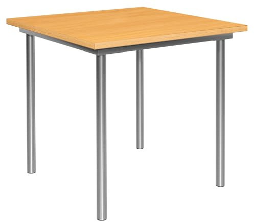 KESSLER PRO Tisch, Metallbasis, 80x80 cm, Küche, Büro Buche | 25 mm Spanplatte, rostbeständig, individuelle Farben, Indoor, Outdoor, stabil, Swiss Krono