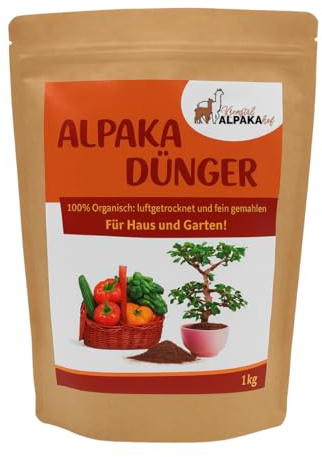 Alpaka Dünger – natürlicher, organischer Langzeitdünger | Geruchsarm & fein gemahlen | Gemüsedünger: Tomaten, Salat... | Pflanzendünger: Zimmerpflanzen, Gartenpflanzen, Blumen... | Haus & Garten (1)