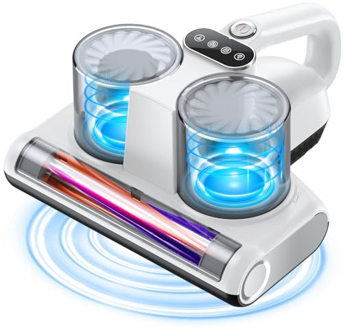 JPHYLL Aspirapolvere per Materassi Battimaterasso Antiacaro con Luce UV-C a 253,7 nm 16KPa Filtro HEPA Riscaldamento Ultrasuoni Aspira Acari Antibatterica Rimuove Allergeni e Polvere 500W Filo