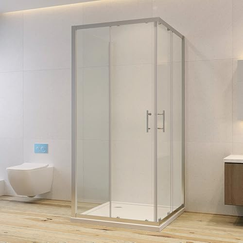 AQUABATOS Duschkabine Eckeinstieg U Form Dusche 75 x 75 x 185 cm (B x T x H) Duschabtrennung 3 Seiten U Kabine Eckdusche Schiebetüren mit Seitenwand Freistehend Sicherheitsglas ESG ohne Duschwanne