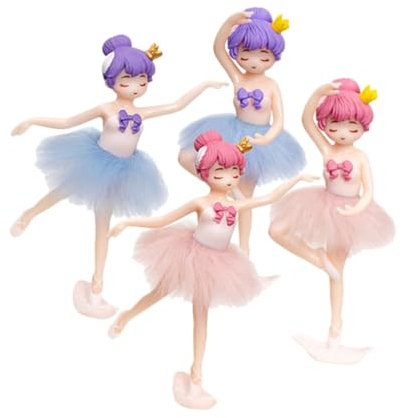 BESPORTBLE 4stücke Teiliges Ballerina Mädchen Kuchen Dekorationsset Aus Langlebigem PVC Süßer Tanzfigur Tortendeko Für Geburtstag Partydeko Mädchen Vielseitige Tischdekoration Für Wohnzimmer