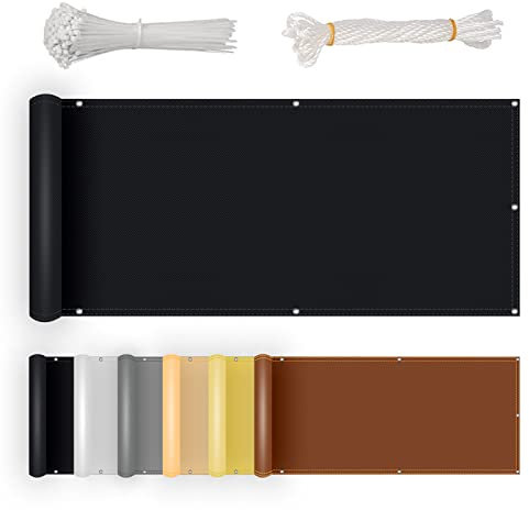 Brise-vue rétractable pour extérieur, imperméable et facile à nettoyer, pour terrasse, porche, balcon, cour - 70 x 250 cm - Noir