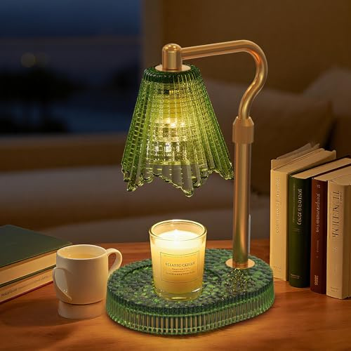 WYghyronic Candle Warmer Lamp, Timer & 4-Level Dimmer, Adjustable Height | Flameless Electric Wax Warmer for Jar Candles, Green, Home Decor Gift for Mom & Women, Birthday & Housewarming