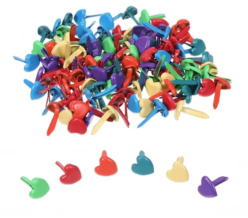 200 Stück Herzförmig Musterklammern Klein Musterbeutelklammern Briefklammern Mini Klammern Metall Mini Brads Flachkopfklammern für Scrapbooking Briefklammern Basteln Handwerk DIY Kunsthandwerk