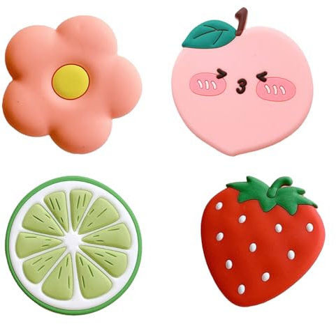 4PCS Soporte y Agarre para Teléfonos Móviles y Tablets,Soporte de Anillo de Agarre para teléfono móvil,Agarre Seguro,Comodidad Diaria para Smartphones y tabletas, Plegable y retráctil(Fruta)