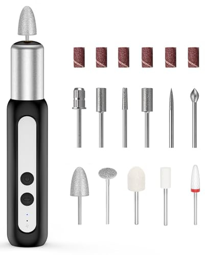 Ponceuse à ongles de type C Machine électrique pour ongles en acrylique Lime à ongles électrique portable Outil de polissage Manucure Pédicure pour salon à domicile (Noir)