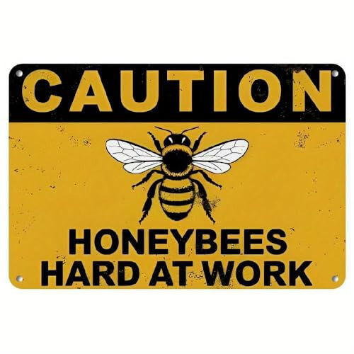 Cartello con habitat delle api al lavoro, decorazione da giardino impollinatori, 20 x 30 cm, in alluminio, vintage, per casa, cortile, prato, grotta, garage, 20 x 30 cm, per interni ed esterni
