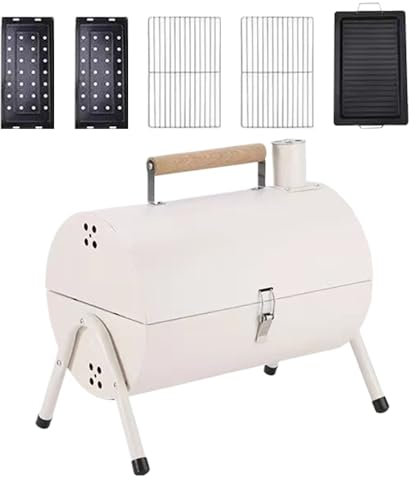 Holzkohle Fass Grill - Smoker Grill Für Garten - Rutschfeste Antihaft-Grillfass Für Zuhause, Camping, Terrasse, Garten, Balkon, Picknick Und Outdoor
