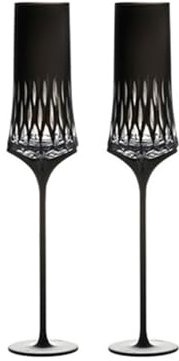 Dh2yjnbf3 Flute da Champagne Flute da Champagne in Cristallo con Piede Alto, Set di 2 Bicchieri da Champagne Neri, capacità 5,07 Once for Fidanzamento e Matrimonio Bicchieri da Champagne