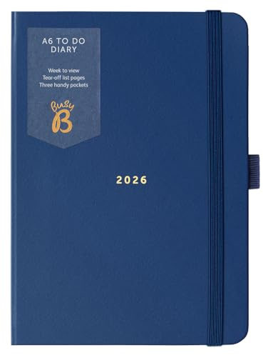 Busy B 2026 dagbok A6 veckoplanerare med att-göra-listor och anteckningssidor – kompakt marin journal – veckoplanerare för veckoplanering, 3 fickor och årsplanerare