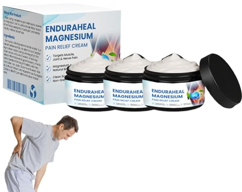 Timilk EnduraHeal Crème antidouleur au magnésium, Crème thérapeutique professionnelle pour les articulations et les os, Huile de magnésium naturelle, Soulagement efficace du dos, du cou (3pcs)