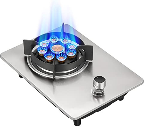 Fornello a gas integrato, bruciatore wok a prova di esplosione da 7,2 kW, pannello in vetro facile da pulire per cottura a gas naturale/propano