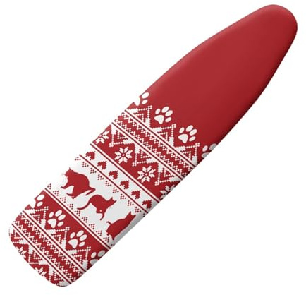 Copriasse Da Stiro Universale 120X40 Natale Rosso Morbida Custodia Con Elastico, Resistente Al Calore, Rivestimento Impermeabile Anti-Bruciatura Con Bordo Elastico