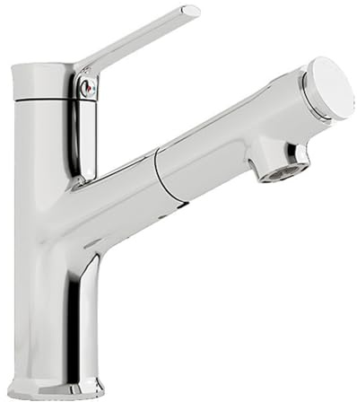 llOut - Grifo de baño con rociador, grifo mezclador de lavabo de un solo agujero con 3 modos, grifo de tocador de un solo mango, elegante diseño plateado para baños modernos