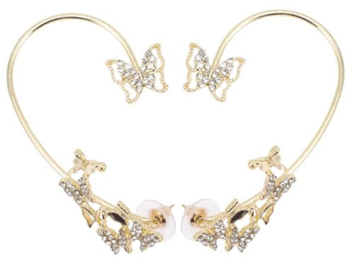 CLISPEED 2 pezzi Orecchini Ear Cuff Farfalla con Zirconi Microincastonati in Argento Design per Donna Accessori Chic e Resistenti per Look Unico