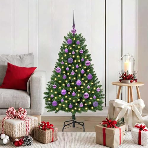 Árbol De Navidad Artificial Verde 120 Cm PVC y Metal con Luces LED Integradas, Diseño Cónico Moderno, Montaje Fácil, Reutilizable, Decoración para Interior y Exterior, Christmas Tree, 3395673