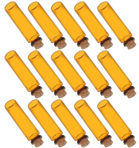 LIFKOME 24 pièces Petites Bouteilles Verre Marron avec Bouchon Liège Mini Flacons Étanches pour DIY Stockage Huiles Essentielles Décorations Mariage et Fête