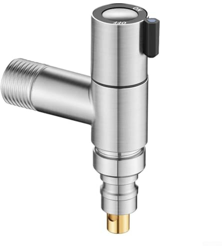 Besttoolifes Grifo de lavadora de acero inoxidable 304 con válvula de cierre automático G1/2, válvula de ángulo que ahorra espacio para lavandería y cocina (C)