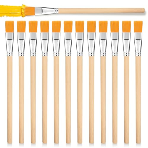 12 st Limborstar, 12 mm Penslar för Lödpasta med Trähandtag, Penselset för Detaljrengöring och DIY-hantverk