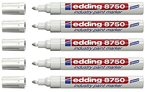 edding Lackmarker edding 8750 industry paint marker, 2-4 mm (5, weiß)