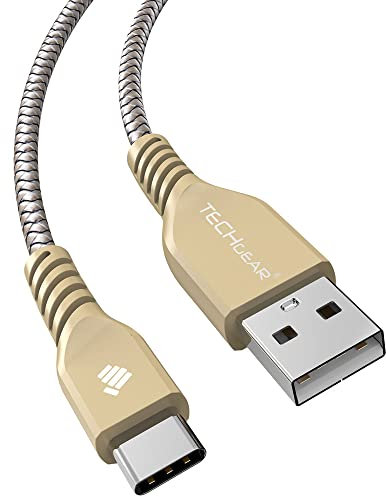TECHGEAR High Durability Braided USB C Charging Data Cable (1m/3.3ft) for USB Type-C Compatible with iPad Pro 11 12.9 13 2025-2018, Mini 7/6, iPad Air 11/13/4th/5th 10.9, iPad 10th/11th - Gold