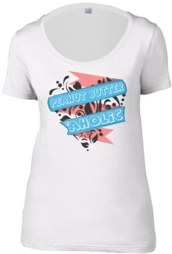 Peanut Butter Aholic Womens Scoop Neck [White Medium]