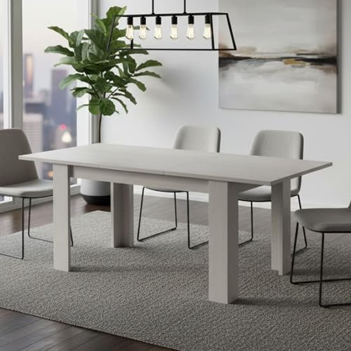 DMORA Tavolo allungabile Moderno, Colore Bianco, cm 160 x 79.5 x 88, Fino a 220 cm con allunga, UNICA