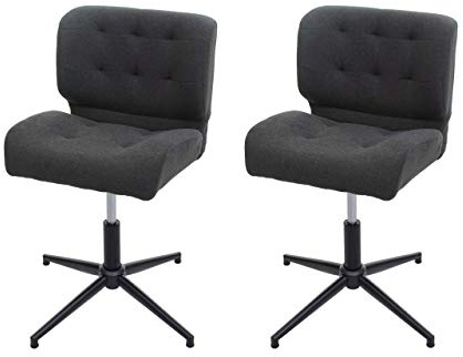 Mendler 2er-Set Esszimmerstuhl HWC-H42, Drehstuhl Stuhl, höhenverstellbar drehbar - Stoff/Textil dunkelgrau, Fuß schwarz