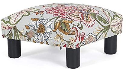 Joveco Small Foot Rest Stool Ottoman, 15 Fabric Square Footstool Upholstered Footrest for Chair, Under Desk, Office, Living Room, Boho Floral