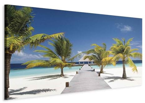 murando Wandbild Mega XXXL Meer Strand Einteiliger XXL-Format Kunstdruck zur Selbstmontage Leinwandbilder moderne Bilder DIY Wanddekoration Wohnung Deko Tropische Insel Palmen