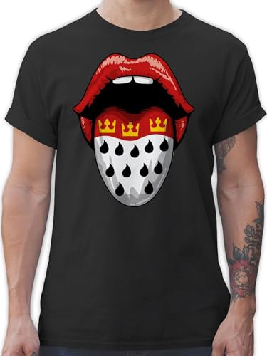 T-Shirt Herren - Karneval & Fasching - Köln Wappen Mund Zunge I Fastnacht I Fasnacht I Fasnet - L - Schwarz - Tshirt faschingsshirt Faschings Koln Shirts Shirt Faschings-t-Shirt Karnevals kölle