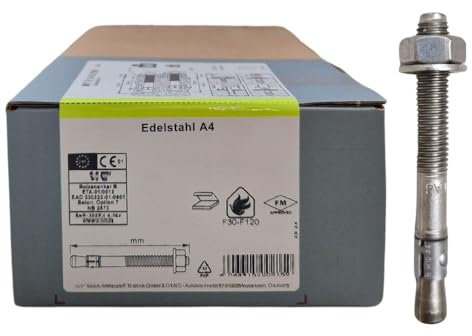 Bolzenanker Edelstahl A4 V4A mit ETA Zulassung Industriequalität Schwerlastanker Ankerschraube Keilanker Stahlanker Dübel Blitzdübel Anker Schwerlastdübel (20, M12 x 200)