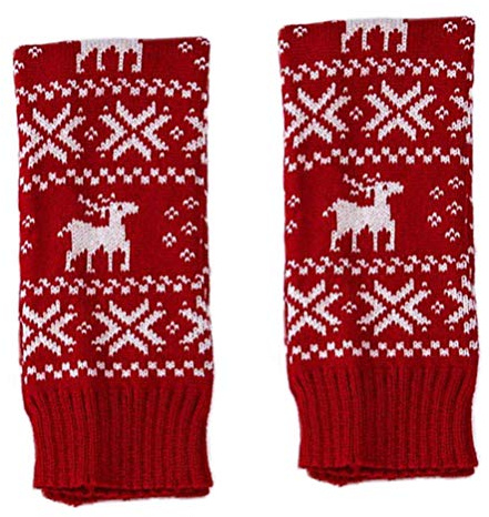 1 Paar Weihnachts-Beinstulpen, Stiefelstulpen, Knöchel, Kniewärmer, Weihnachten, Winter, Overknee, ohne Füße, gestrickt, Beinstulpen, Rot